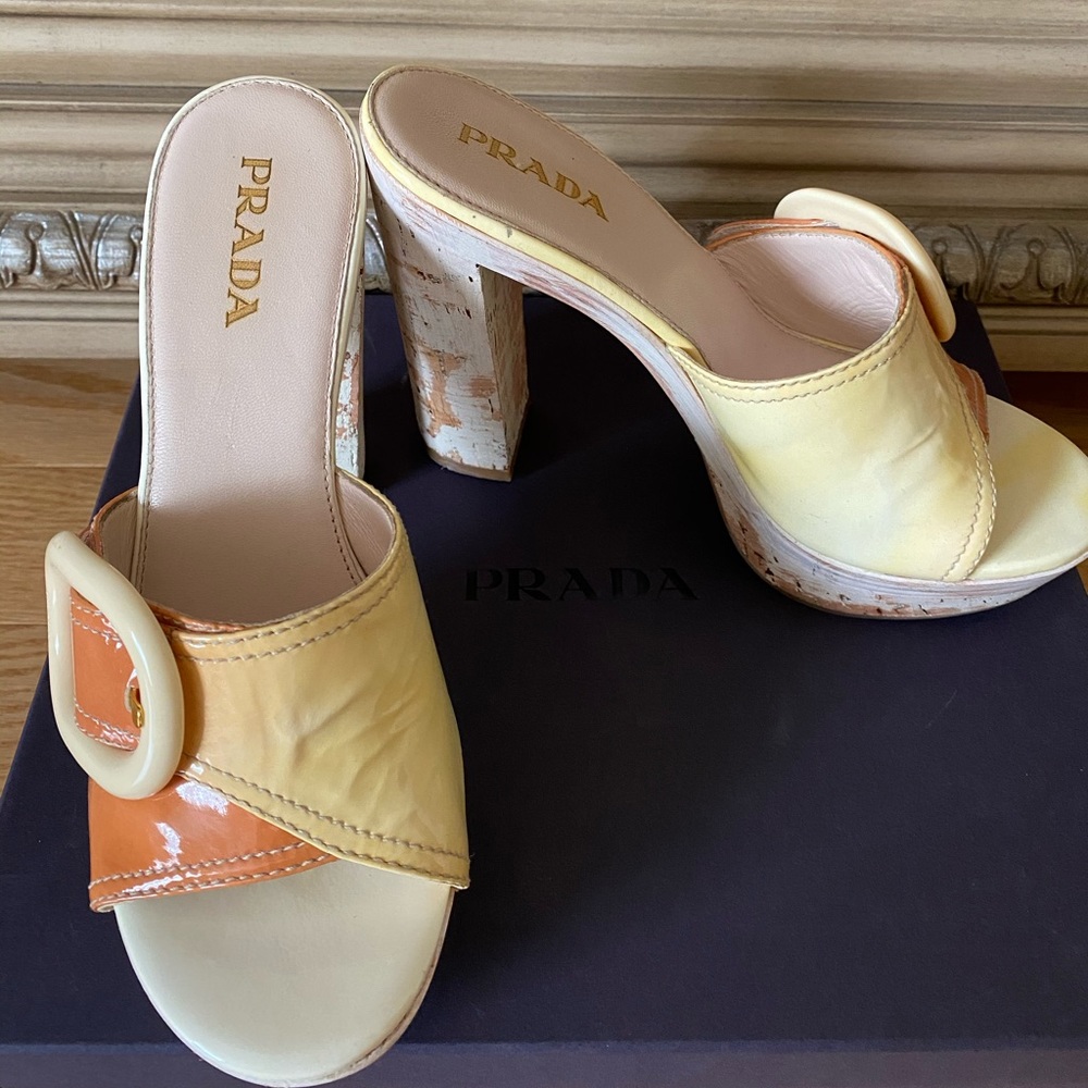 Prada leather Slide Platform Sandals